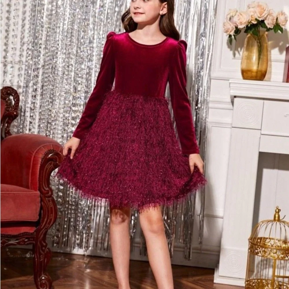 SHEIN Red Velvet girls dress size 9